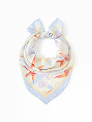 STARFISH & SHELL SQUARE FAUX SILK SCARF