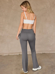 CIDERAIRY™ Square Neck Solid Cami Top & High Waist Ruched Flared Leggings