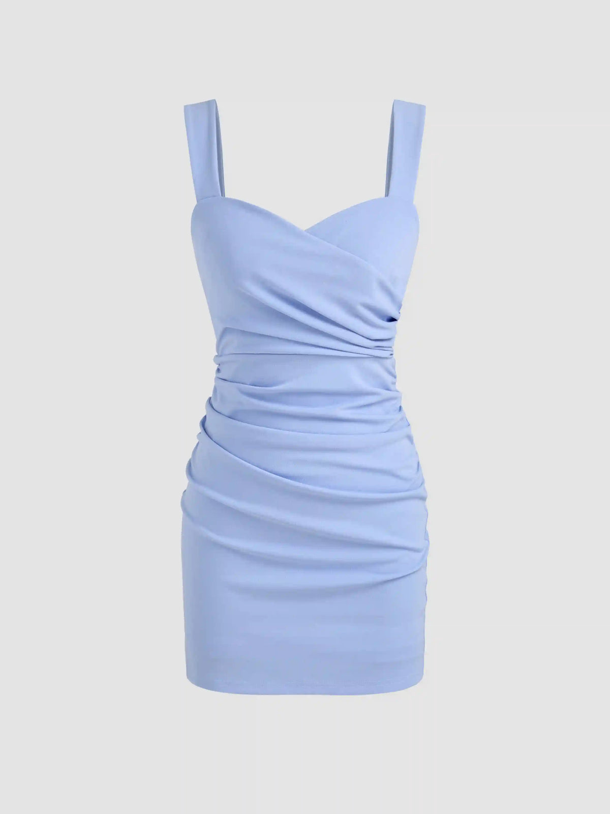 Square Neck Solid Ruched Mini Dress