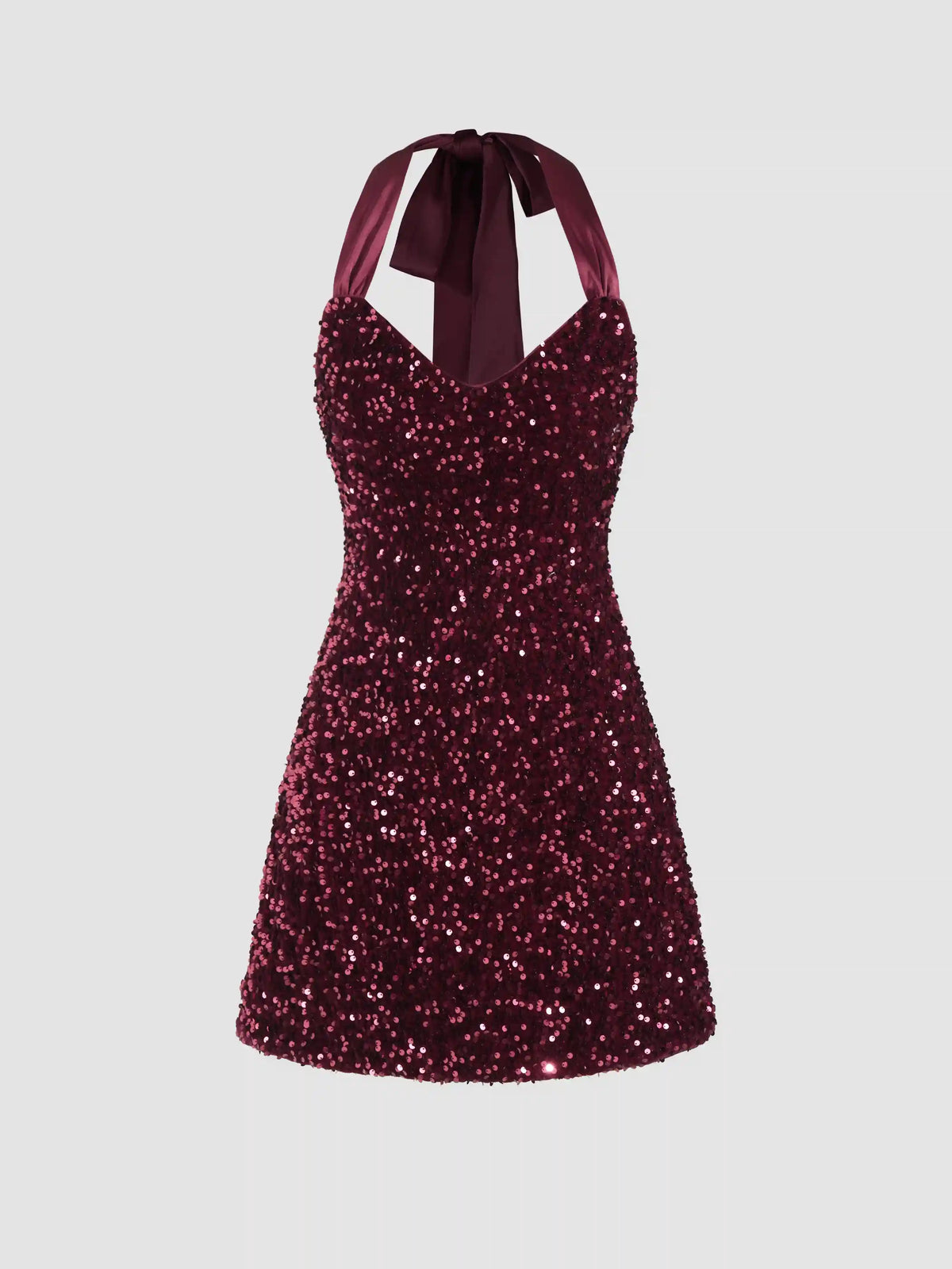 Sequin V-neck Halter Mini Dress