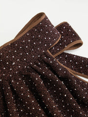 Rhinestone Halter Neck Ruffle Hem Bowknot Mini Dress