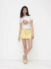 Cotton-blend Low Rise Knotted Mini Skort