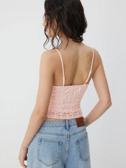 Lace Textured Crop Cami Top