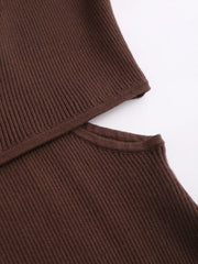 Round Neckline Cut Out Knitted Midi Dress