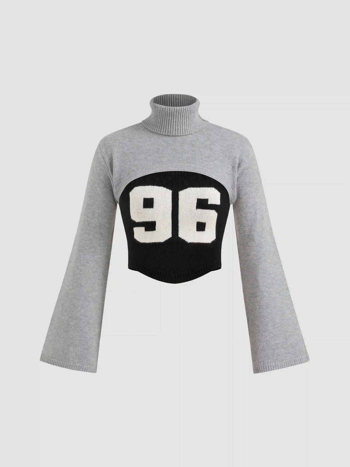 96 Knit High Neck Graphic Cami Top & Crop Shrug Set