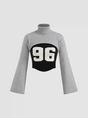 96 Knit High Neck Graphic Cami Top & Crop Shrug Set