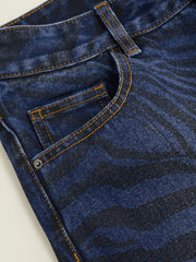 Cider Denim Zebra Striped Low Rise Wide Leg Jeans
