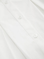 Cotton-blend Collar Pleated Oversized Cropped Shirt