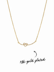 18K GOLD PLATED STAINLESS STEEL HEART SHAPED RHINESTONE NECKLACE