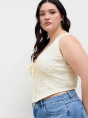 V-neck Floral Corset Crop Tank Top Curve & Plus