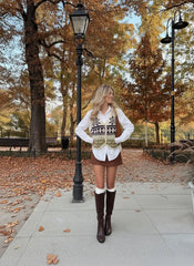 Knit V-neck Button Snowflake Fair Isle Vest