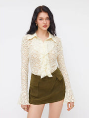 Suede Low Rise A-line Mini Skirt