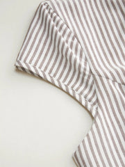Mandarin Collar Stripe Short Dress