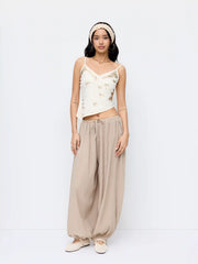 V-neck Embroidered Starfish Graphic Crop Cami Top