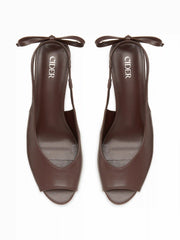 OPEN-TOE BOWKNOT SLINGBACK KITTEN HEELS