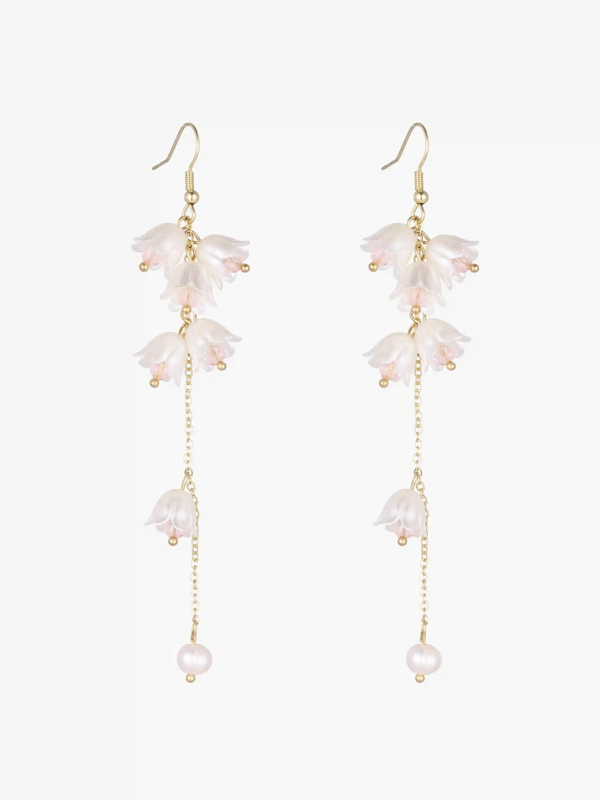Flower Design Faux Pearl Drop Earrings