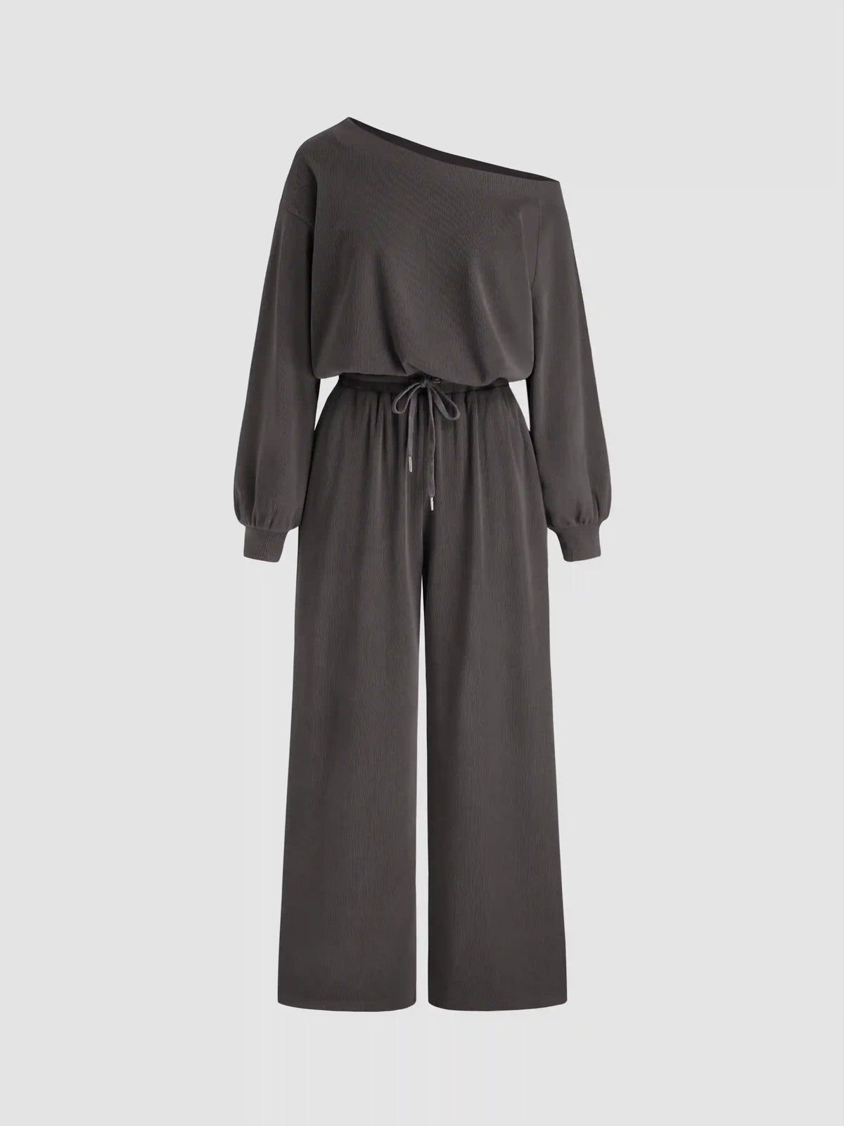 Asymmetrical Neck Drawstring Oversized Jumpsuit