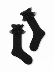 LACE CRIMPED TRIM CREW SOCKS