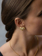 HEART-SHAPED BOWKNOT STUD EARRINGS