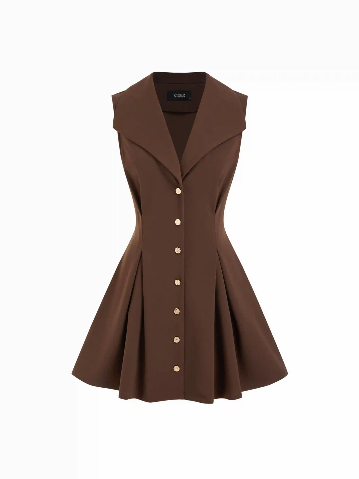 Collar Metal Detail Flared Mini Dress