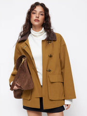 Toggle Button Collar Two Tone Oversized Jacket