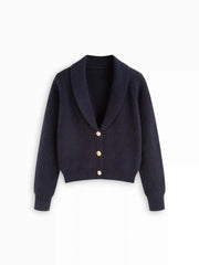 Knit Collar Metal Detail Cardigan