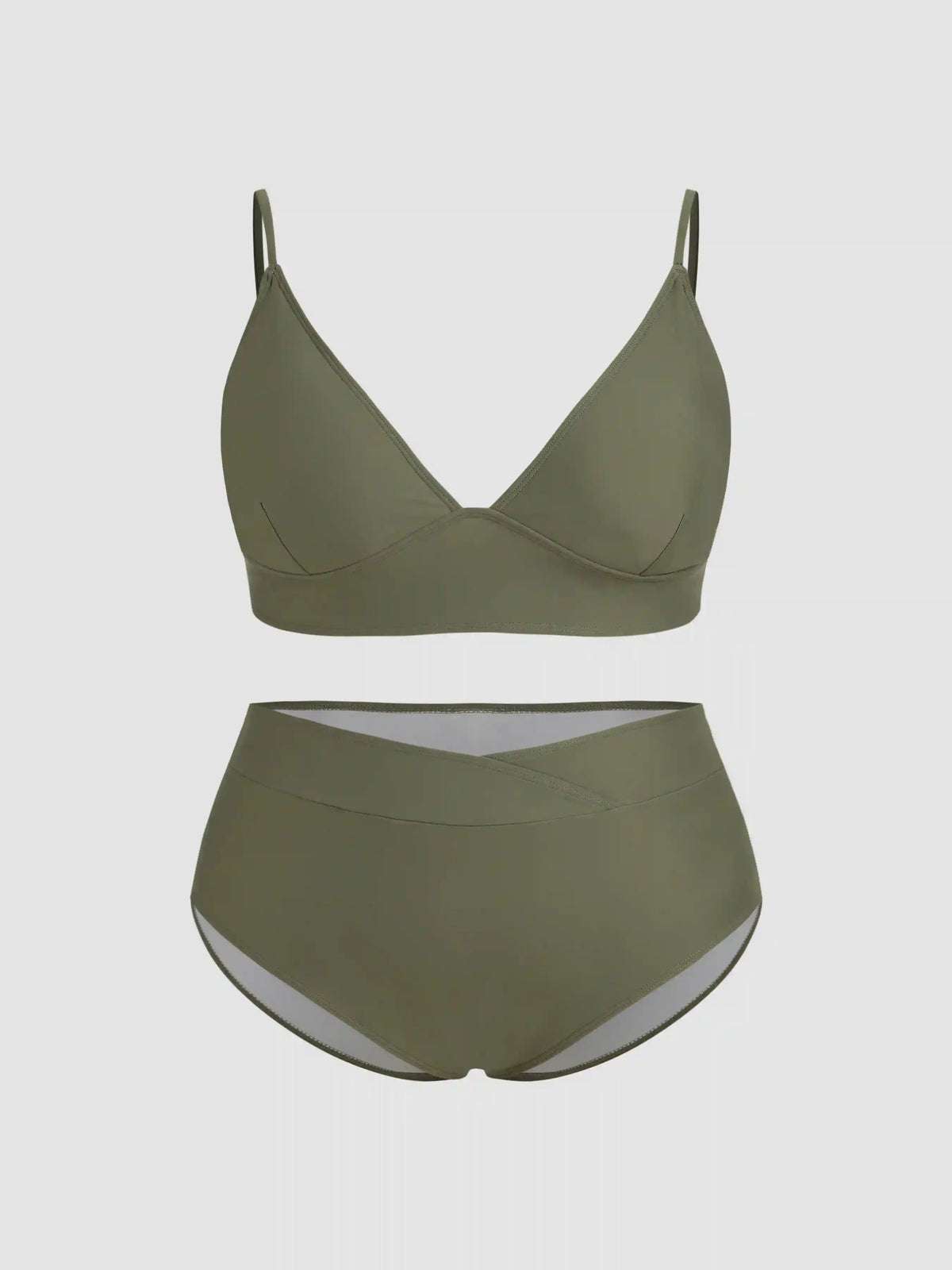 V-neck Solid Bracelet Cheeky Shaping Bikini Swimsuit Curve & Plus
