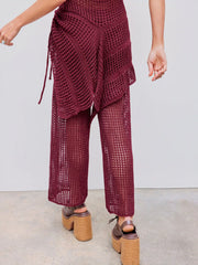 Mid Rise Solid Knitted Straight Leg Trousers