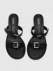 Faux Leather Double Buckle Strap Stiletto Heeled Sandals