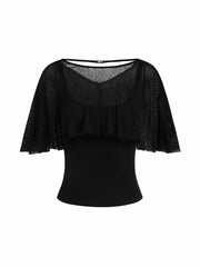 See-Through Ruffle Poncho With Tank Top