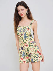 Lightweight Corduroy Floral Button Romper