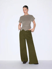Cider Denim Cotton-blend Mid Rise Wide Leg Jeans