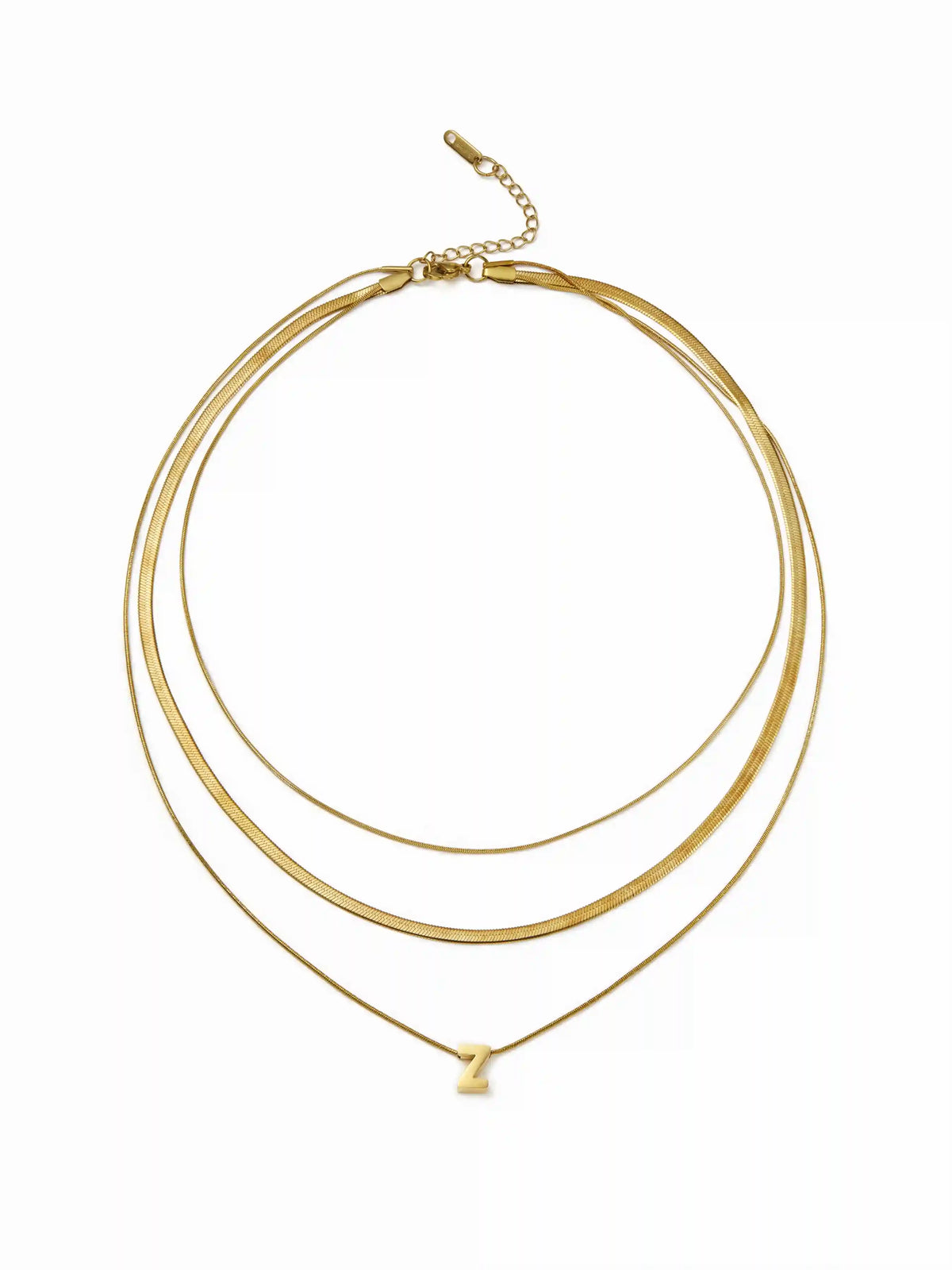18K GOLD PLATED STAINLESS STEEL LETTER LAYERED NECKLACE