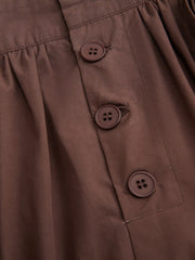 Cotton-blend Mid Rise Bowknot Maxi Skirt