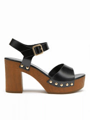 BUCKLE STUDDED PLATFORM HEELED SANDALS