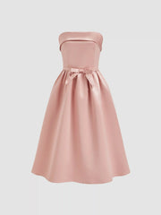 Bowknot Ruffle Bandeau Midi Dress