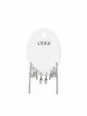 4 PAIRS TWISTED & RHINESTONE HOOP EARRINGS SET