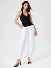 Halter Neckline Solid Backless Crop Top