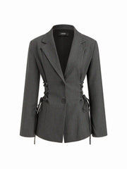 Notch Collar Size Tie Button Oversized Blazer