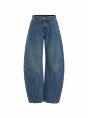 Denim Low Rise Barrel-leg Jeans