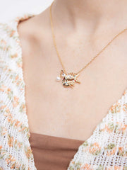 RHINESTONE DECOR ANGLERFISH PENDANT NECKLACE