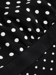 Cotton-blend Polka Dot V-neck Halter Tank Top