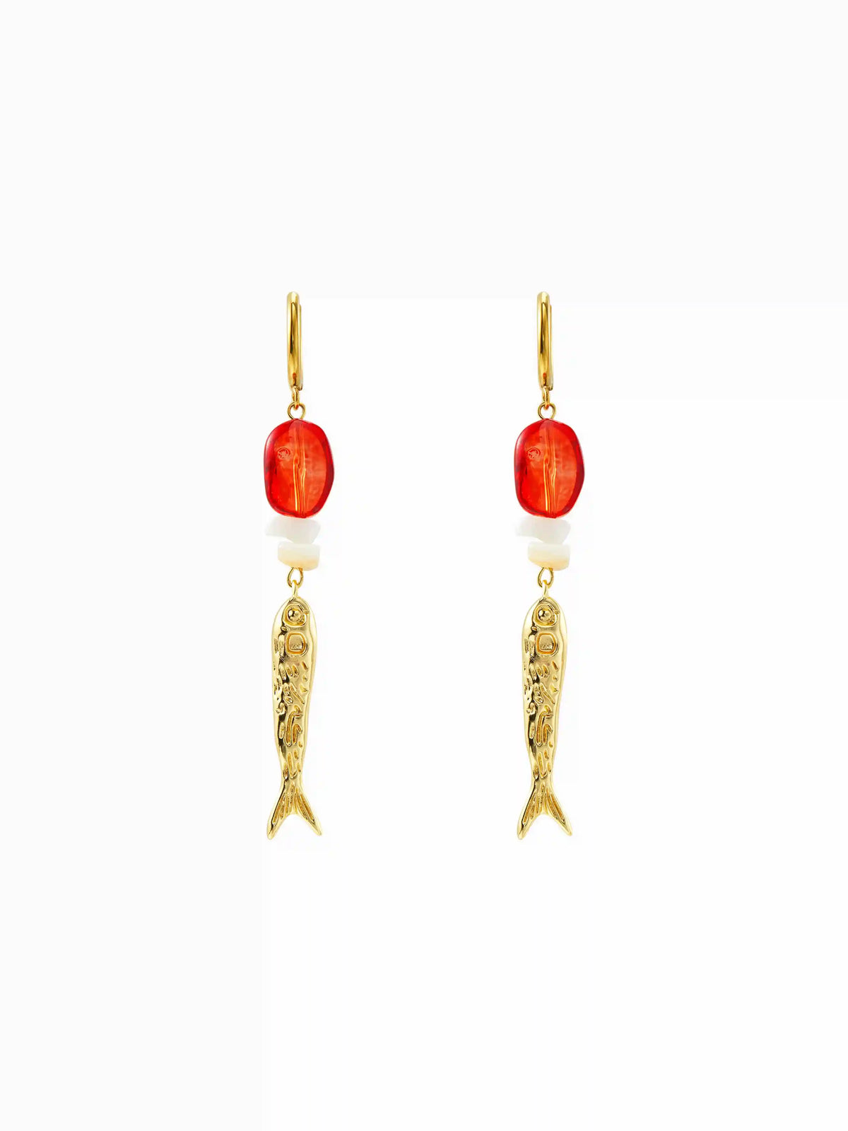 FISH & GEMSTONE DROP EARRINGS