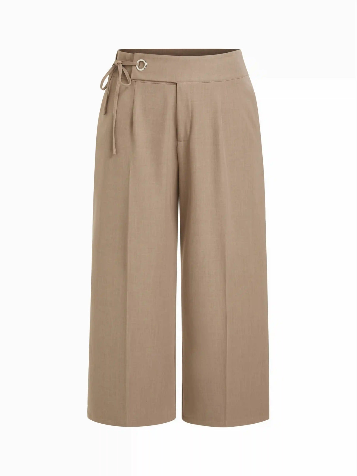 Mid Rise Side Tie Metal Detail Wide Leg Trousers Curve & Plus