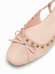 BOWKNOT DECOR STUDDED SLINGBACK FLATS