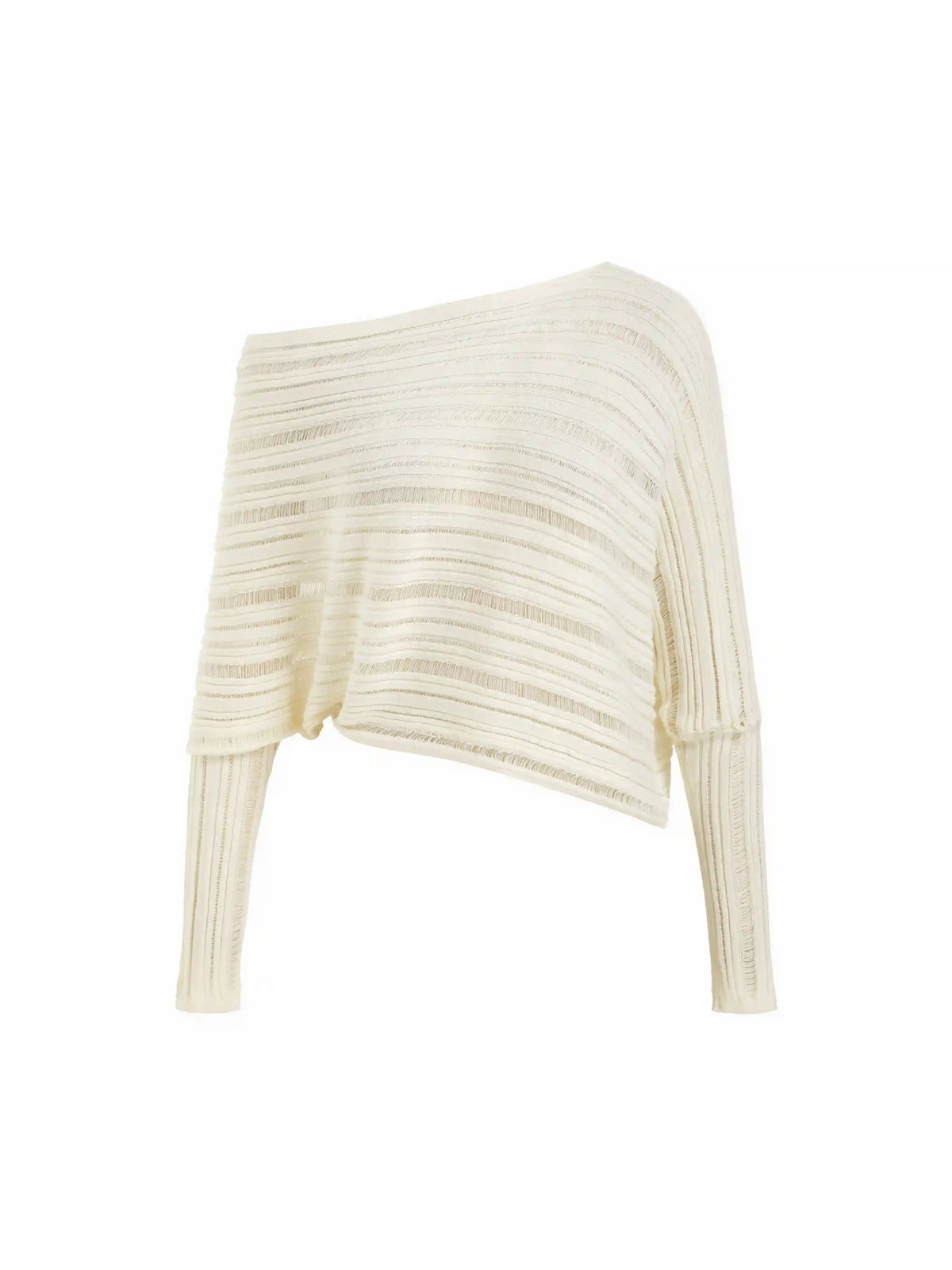 Knit Asymmetrical Neck Batwing Sleeve Oversized Top