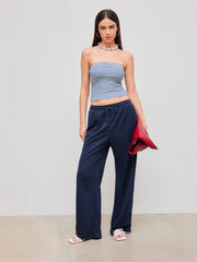 Strapless Striped Crop Tube Top