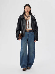 Denim Low Rise Barrel-leg Jeans