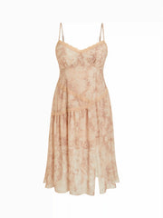 Paisley Print V-Neck Lace Trim A-line Maxi Dress Curve & Plus