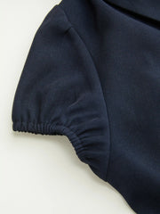 Collar Knotted Split Puff Sleeve Crop Top